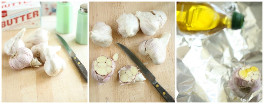 step images of making roasted garlic
