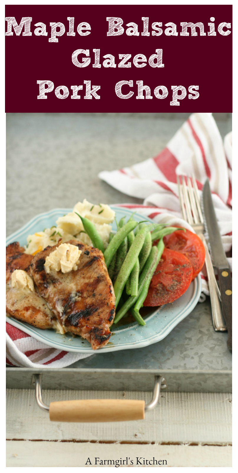 Grilled Maple Balsamic Glazed Pork Chops #recipe #homemade #grilled #summergrilliing #porkchops #Smithfield #Grillporklikeasteak #foodblogger
