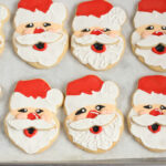 Decorated Santa Sugar Cookies with royal icing