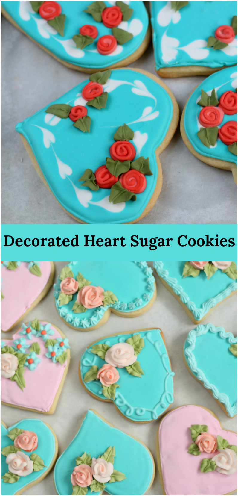 Are you looking for something homemade for the kids to bring to school for Valentine's Day? Then these beautiful Decorated Heart Shaped Sugar Cookies are perfect for you! #Valentinesday #sugarcookies #homemade #recipes
