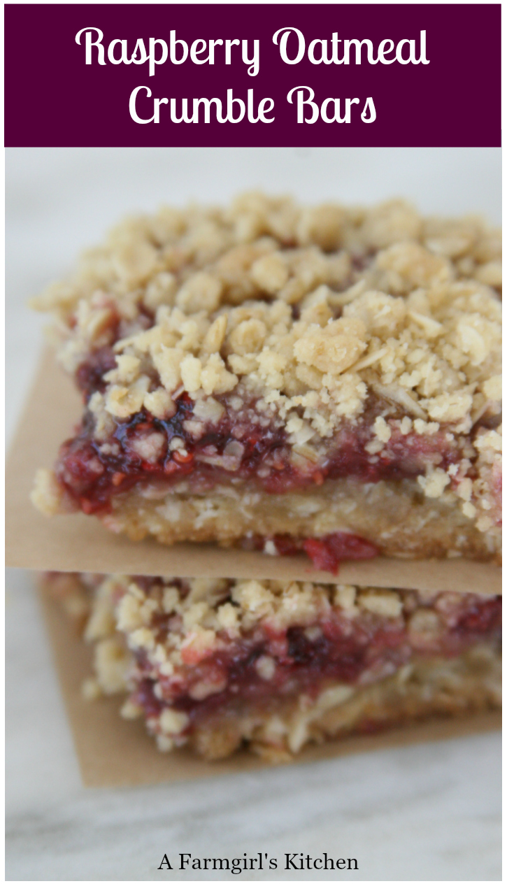 Make these homemade Raspberry Oatmeal Crumble Bars with only a few simple ingredients and a jar of Smucker's Jam. #raspberrybars #raspberry #recipe