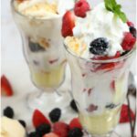 berry trifle dessert in footed glass ice cream cups