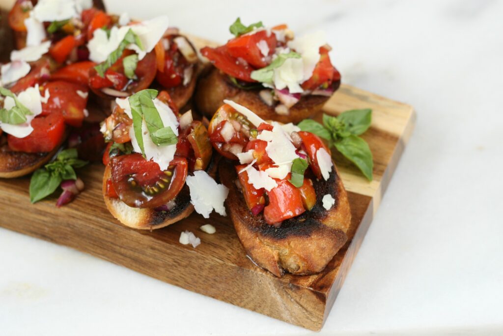 Easy Heirloom Tomato Bruschetta | A Farmgirl's Kitchen