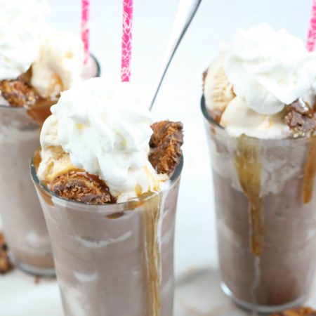 frozen hot chocolate with whipped cream and cookie pieces
