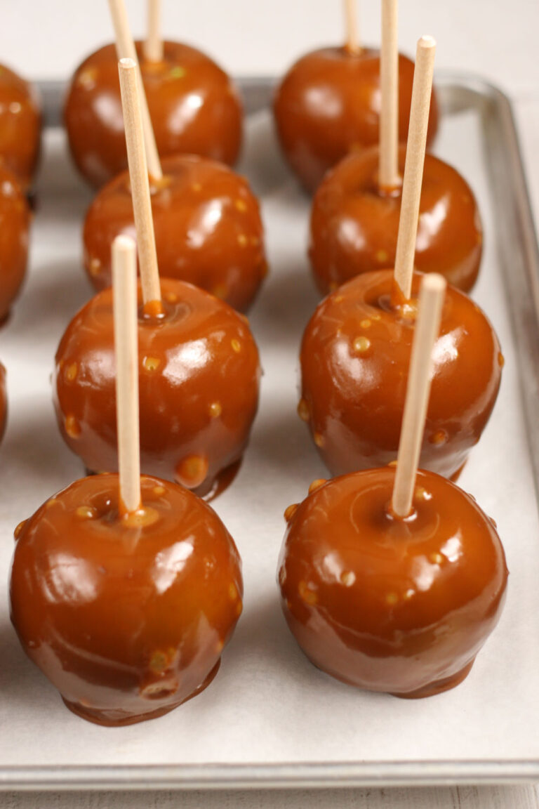 colored caramel apples