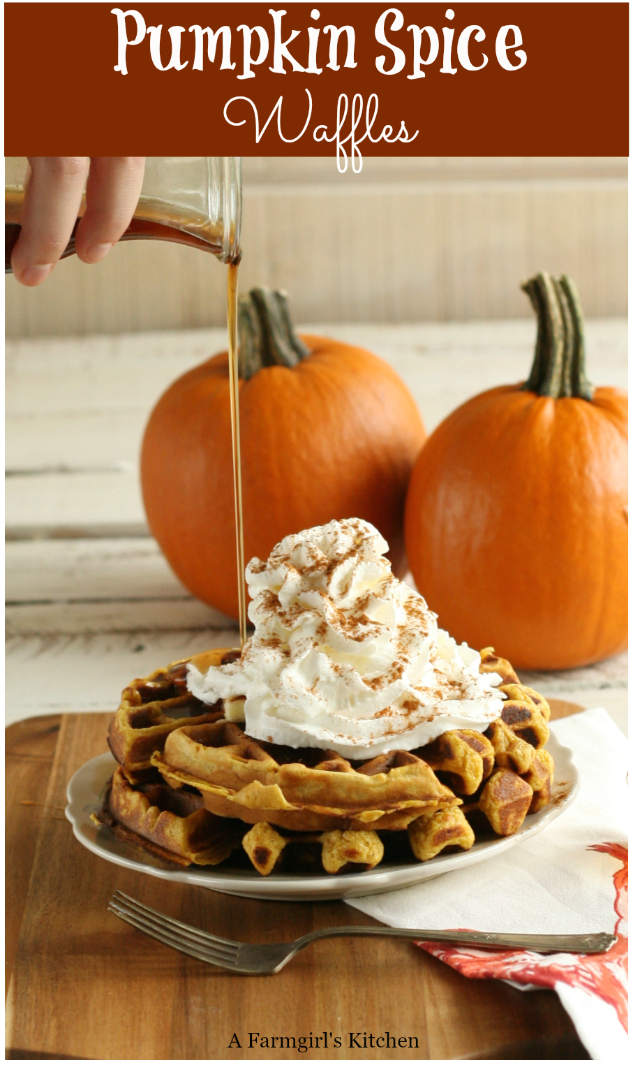 Pumpkin Waffles are the perfect treat for your weekend breakfast or brunch. Easy to make with only a few simple ingredients. #recipe #pumpkin #homemade #breakfast #pumpkinspice