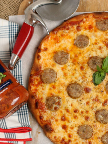 homemade pizza with sweet sausage