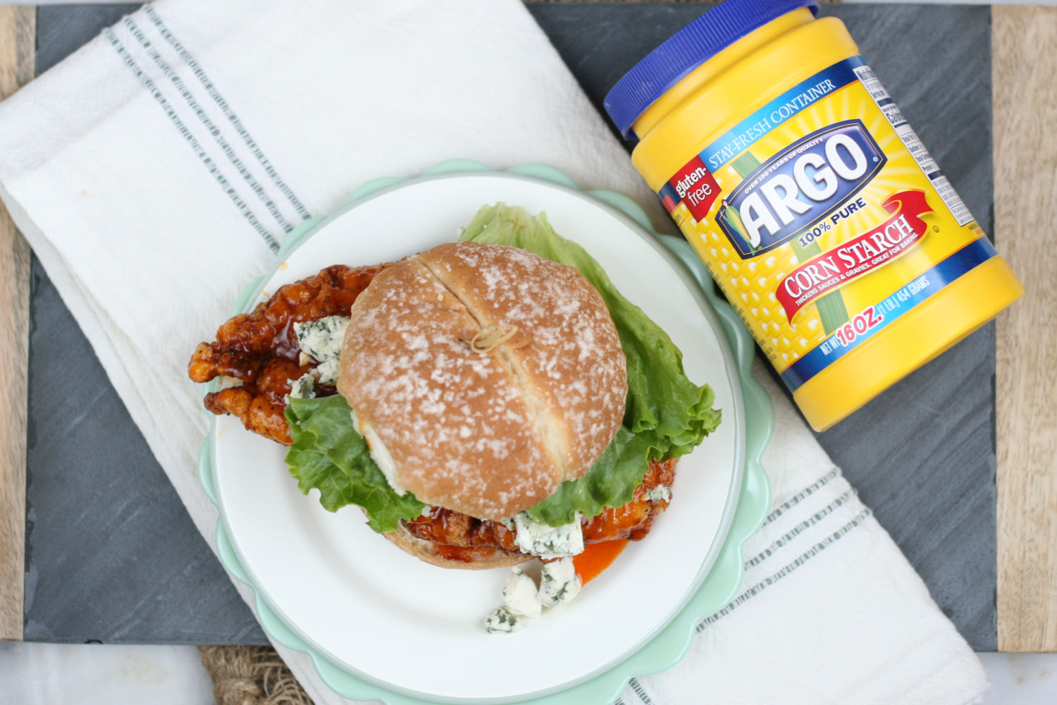 honey buffalo chicken sandwich on a plate