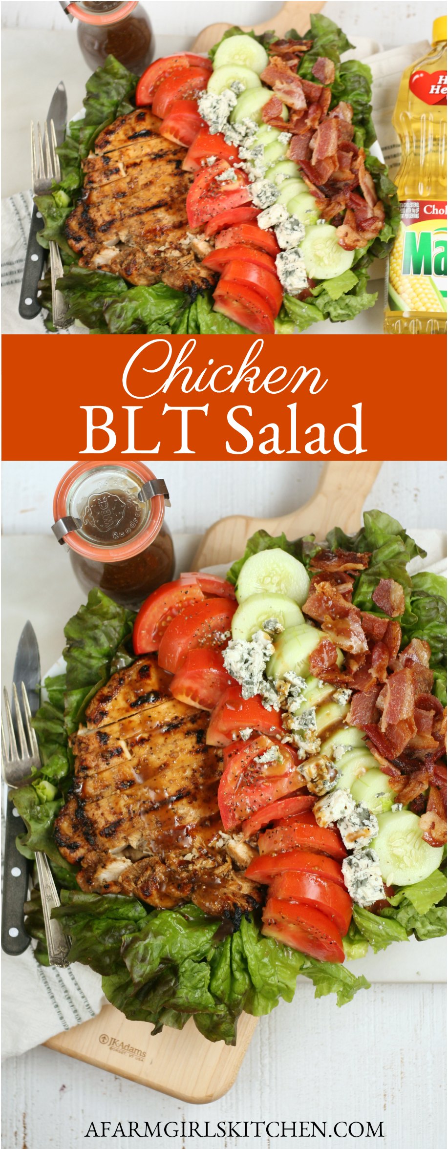 Chicken BLT Salad (Maple Balsamic Dressing) | A Farmgirl's Kitchen