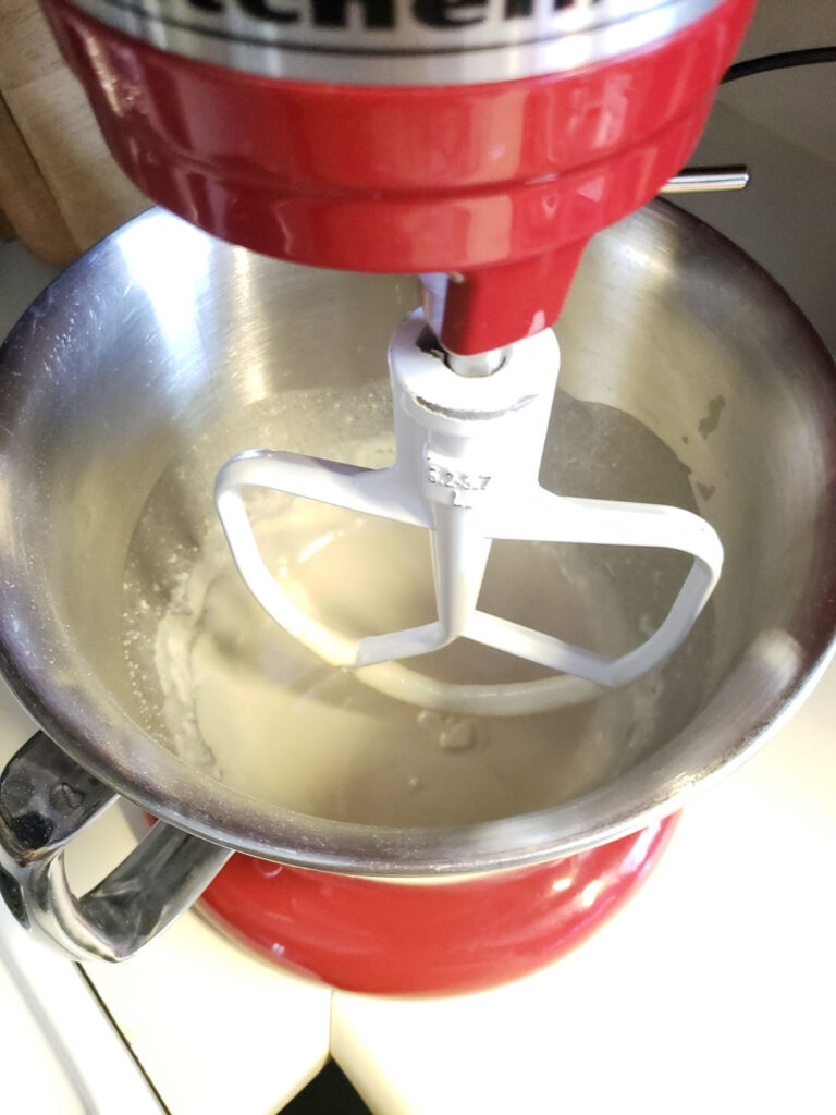stand mixer with dinner roll dough mixing