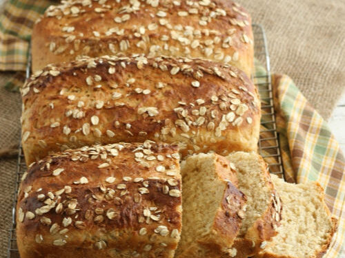 three loaves of homemade bread