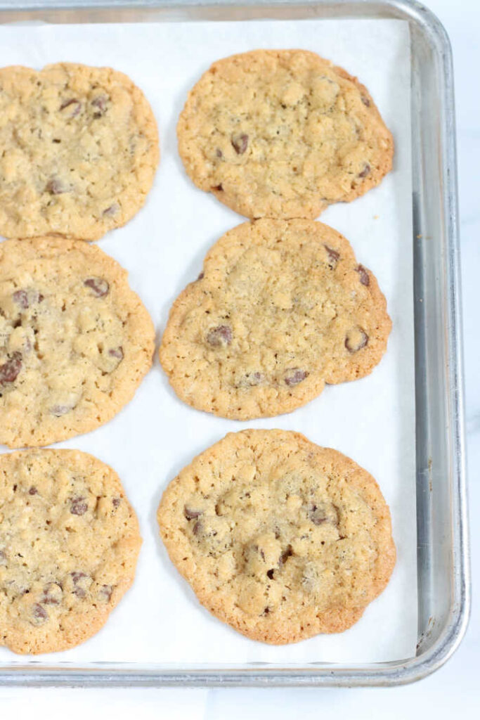 Chocolate chip cookies on half sheet pan