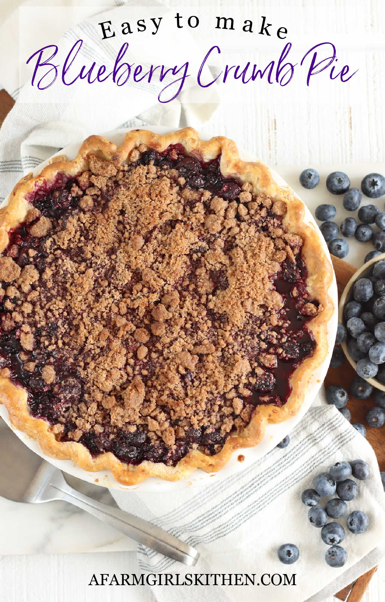 Blueberry Crumble Pie (Homemade Pie Crust) | A Farmgirl's Kitchen