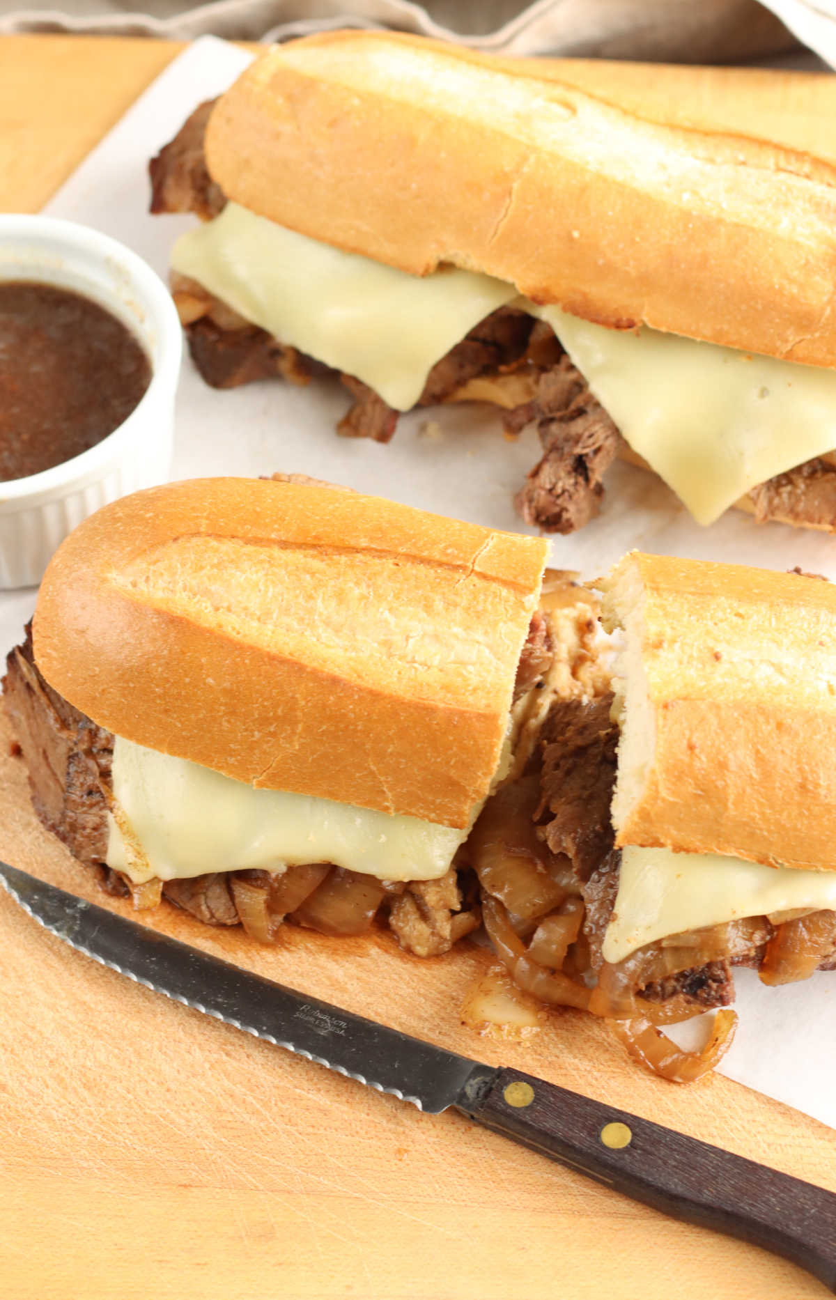 Tender slow cooked beef for this delicious French Dip sandwich.