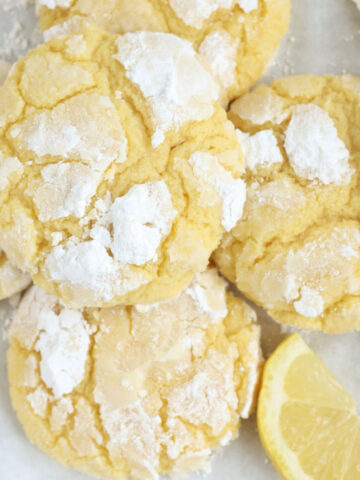 Lemon cookies on half sheet pan.