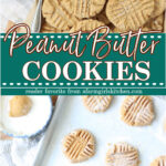 Peanut butter cookies with crisscross pattern on cookie tray.