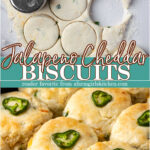 Making cheddar and jalapeno biscuits on white marble.