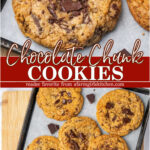 Chocolate chip cookies on sheet pan.