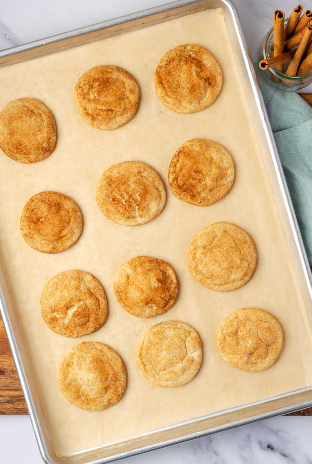 Snickerdoodles on sheet pan.